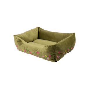 Panier Animal M broderie vert olive 65x50x20cm