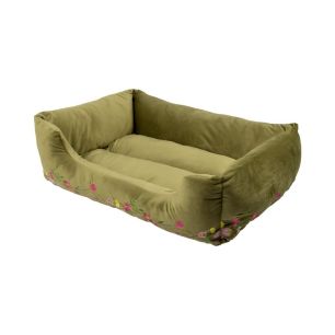 Panier Animal L broderie vert olive 80x60x22cm