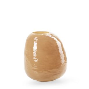Round vase 'fiep' beige shiny h16 d15 cm