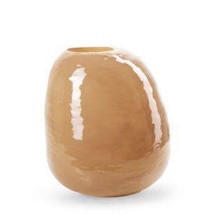 Round vase 'fiep' beige shiny h20 d18 cm